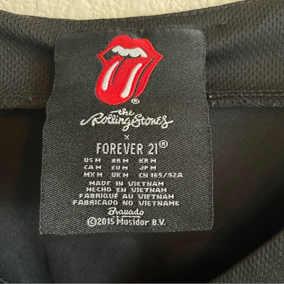The Rolling Stones x Forever 21 Jersey Shirt Black Sz Medium - Picture 5 of 9